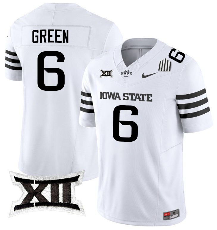 Eli Green Jersey,Iowa State Cyclones #6 Eli Green College Jersey Youth-2024 White